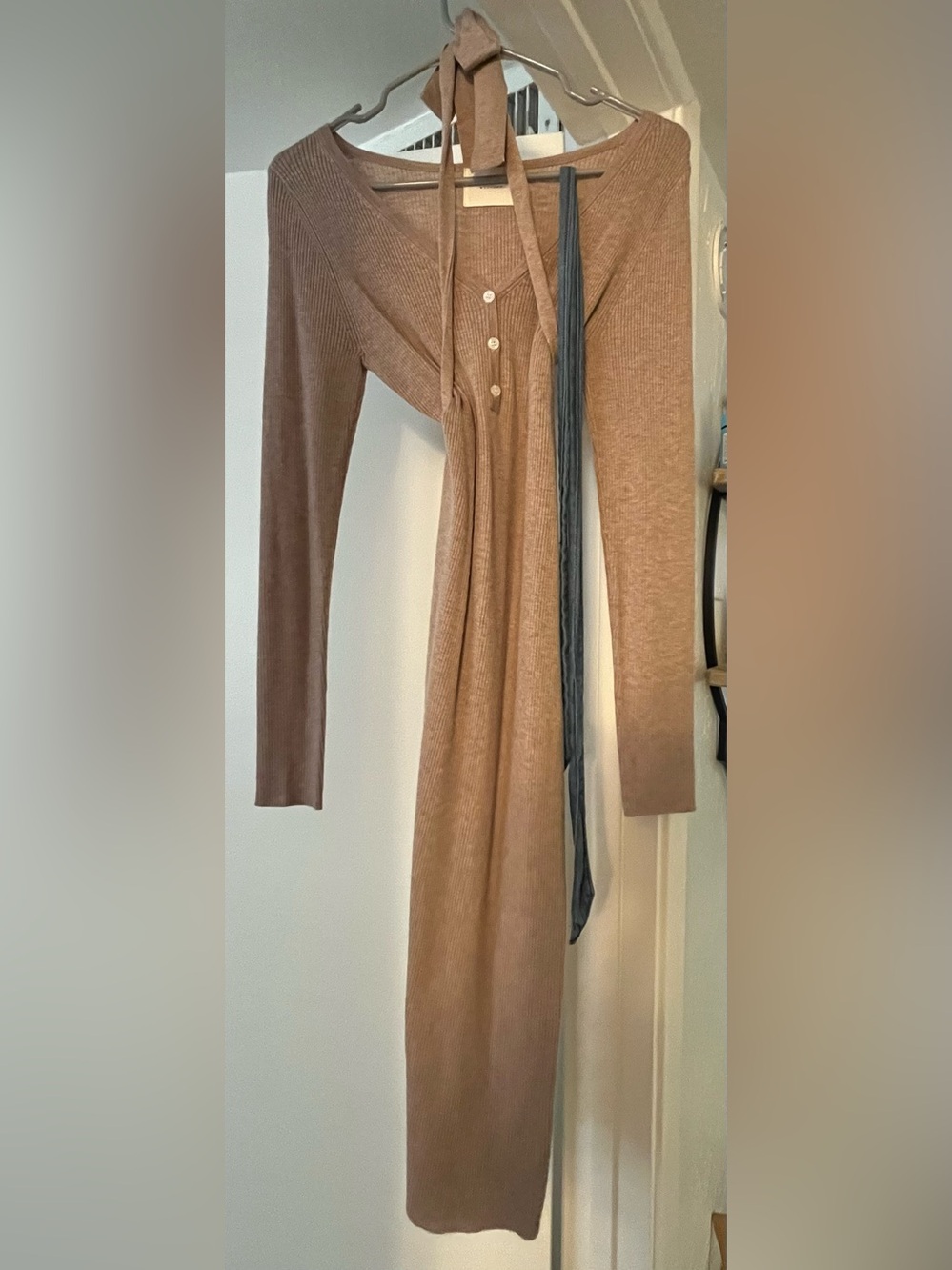 All:row ribbed wool long sleeve midi dress